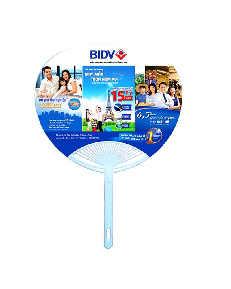 Quạt giấy nan nhựa quảng cáo QNN-02