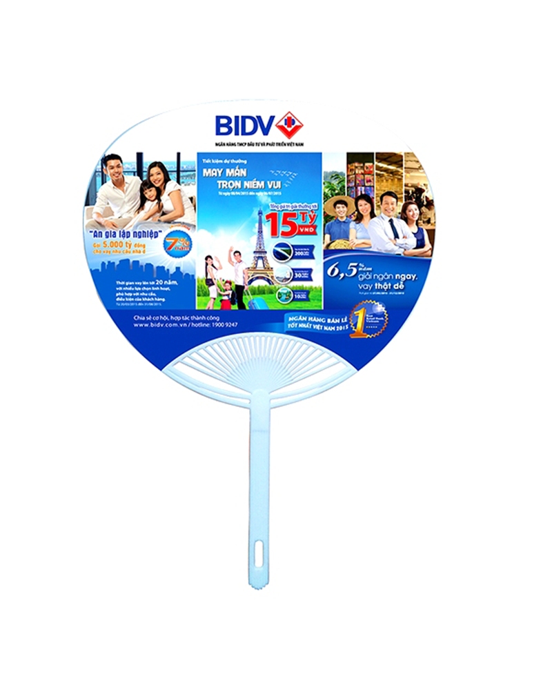 Quạt giấy nan nhựa quảng cáo QNN-04